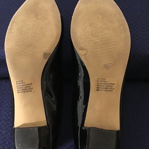 JESSICA SIMPSON ESIS Womens Black Patent Leather Pointy Toed Flat Shoes SIZE 8.5 - Picture 5 of 7